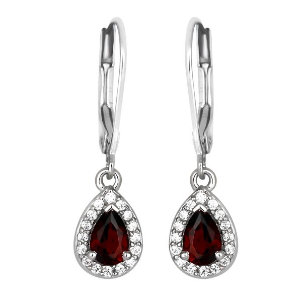 Red Garnet with White Cubic Zirconia Earrings GWER84055-0