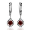 Red garnet dangling earrings with cubic zirconia GWER84058-0