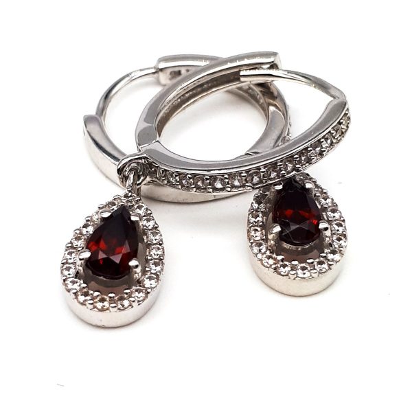 Red garnet and cubic ziriconia hoop earrings GWER83169-1810