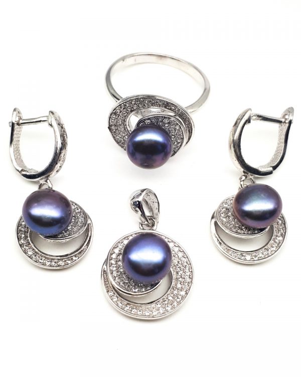 Pearl silver jewelry set GWSET001-0