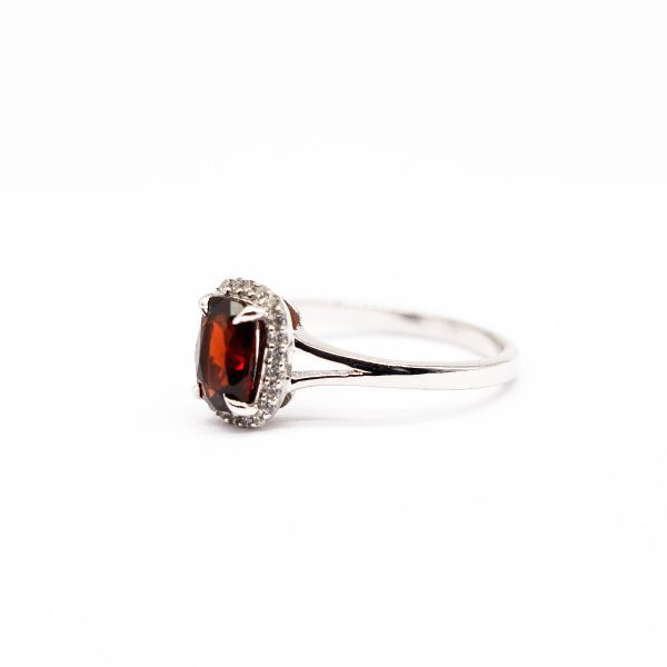 Red Garnet surrounded with White Cubic Zirconia ring GWR84081-2032