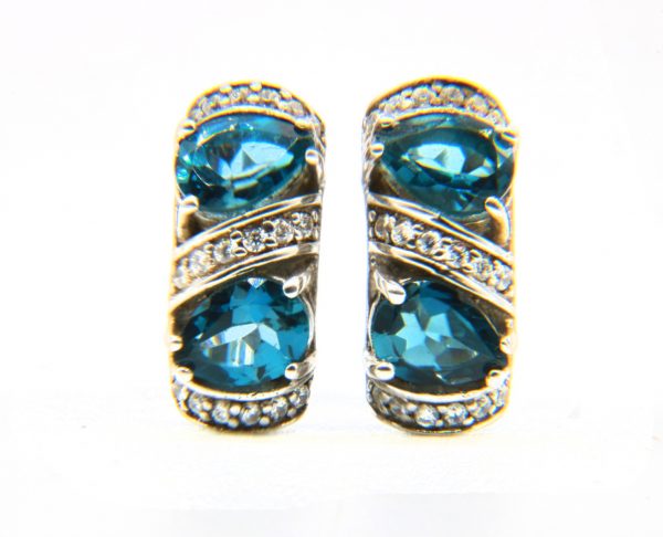 Silver blue topaz earrings GWER016-0