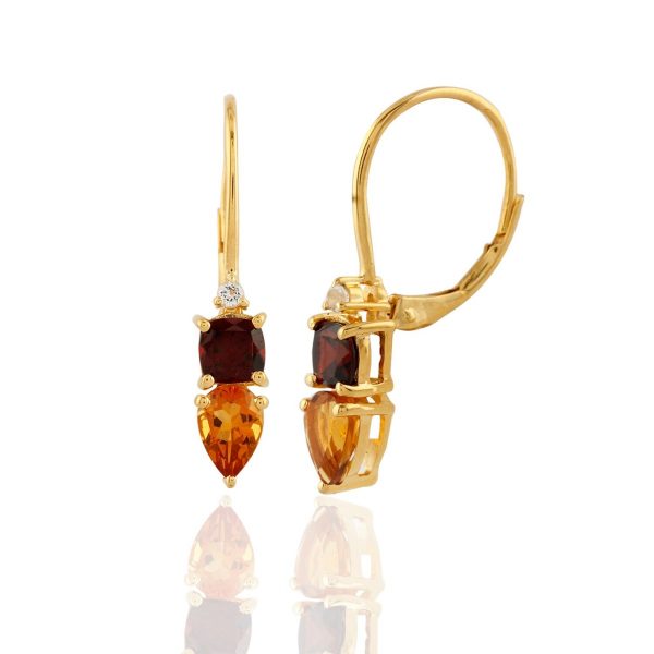 Citrine and garnet dangling earrings GWER88527-0