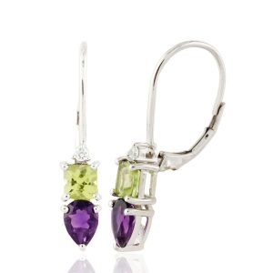 Amethyst and Peridot dangling earrings GWER86353-0