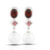 Tourmaline, garnet and pearl dangling earrings GWER86354-0