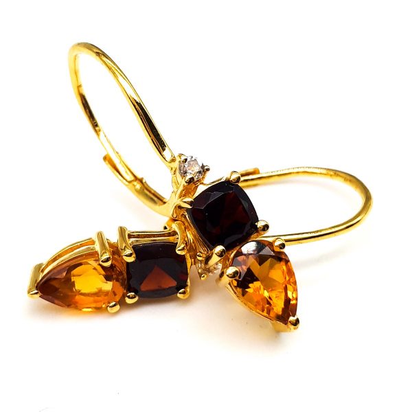 Citrine and garnet dangling earrings GWER88527-1840