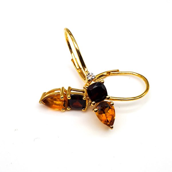 Citrine and garnet dangling earrings GWER88527-2126