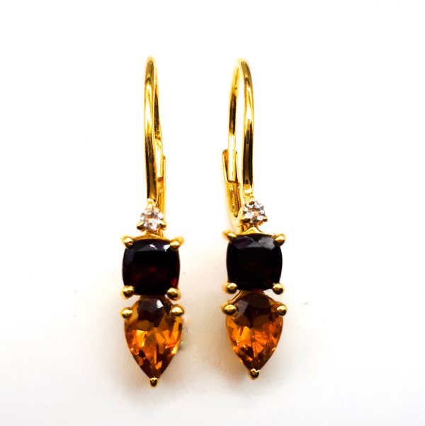 Citrine and garnet dangling earrings GWER88527-2127