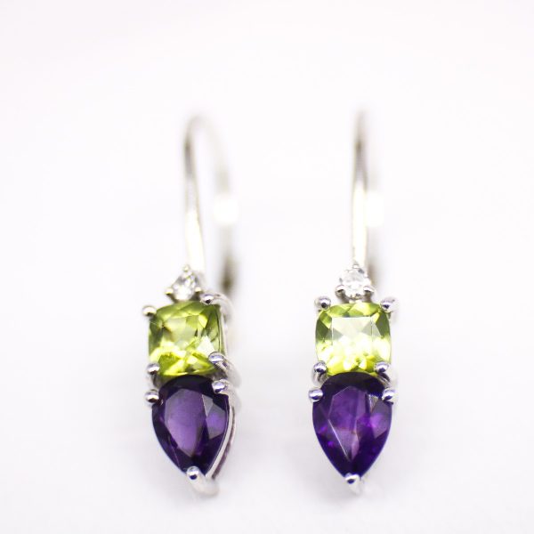 Amethyst and Peridot dangling earrings GWER86353-1036