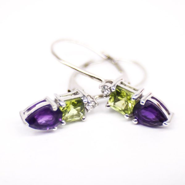 Amethyst and Peridot dangling earrings GWER86353-1037