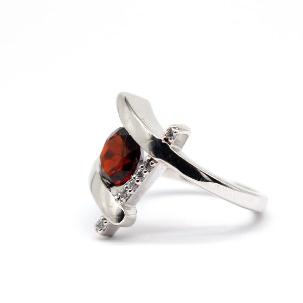 Red garnet and cubic zirconia ring GWR86372-2064