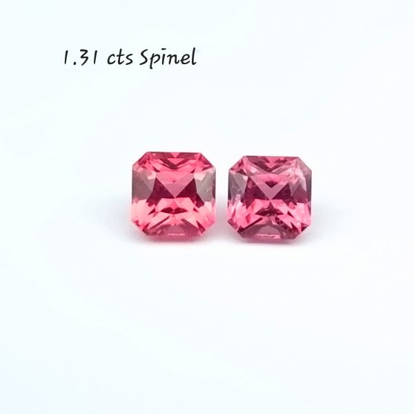 Redish Pink Spinel Square/ Asher cut Octagon pair 1.3 ct.5mm PSPIN0035A-2334